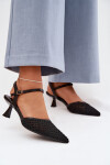 Dámské sandály na podpatku s síťkou Černé Brilora 37