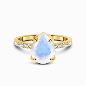 Royal Fashion prsten 14k zlato Vermeil GU-DR8346R-YELLOWGOLD-MOONSTONE-TOPAZ Velikost: 6 (EU: 51-53)