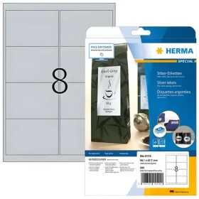 Herma etikety A4 stříbrné 99,1x67,7 mm / Etikety / lesklá polyesterová fólie / voduodolné / laser / 200 ks (4114)