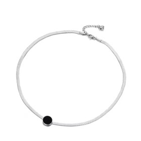 Choker náhrdelník s hadím řetízkem (herringbone) - chirurgická ocel, Stříbrná 40 cm + 3 cm (prodloužení)
