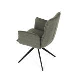 Židle jídelní, zelená látka, 360° vratný mechanismus, černý kov