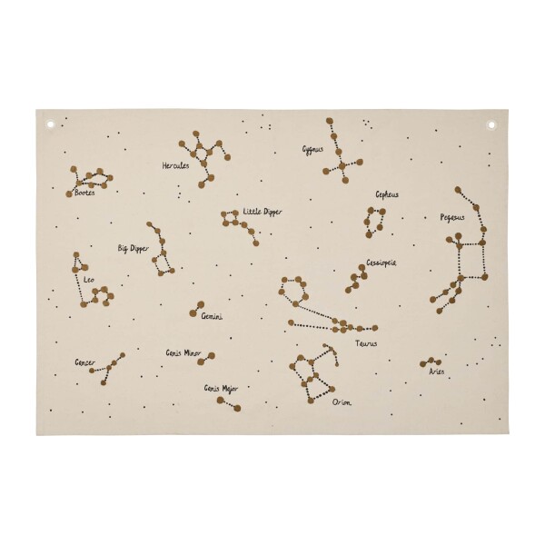 Ferm Living Nástěnná textilní mapa souhvězdí Constellation Undyed, béžová barva, textil