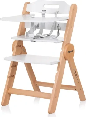CHIPOLINO Dřevěná jídelní židlička Cacao 2v1 White Wood (STHCO0242WH)