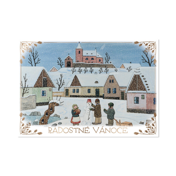 Vánoční přání Josef Lada - Děti staví sněhuláka - Albi