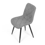 Židle jídelní, stříbrná látka, nohy černý kov