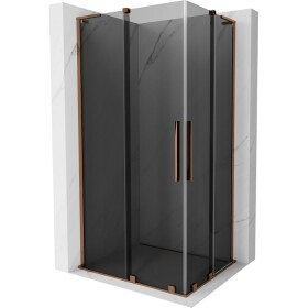 MEXEN/S - Velar L Duo sprchový kout, posuvné dveře 100 x 90, grafit, růžové zlato 871-100-090-02-43-60