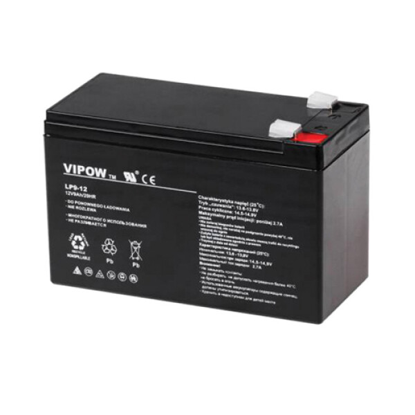 Baterie olověná 12V 9Ah VIPOW BAT0228 - rozbaleno - mírné oděrky