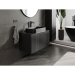 MEXEN/S - Rivel koupelnová skříňka pod umyvadlo 90 cm s deskou, 1 šuplík, reliéf , černá mat 91A20-09047-1-BFC71