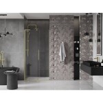 MEXEN/S - Velar L posuvné sprchové dveře 110, transparent, zlatá kartáčovaná 871-110-003-01-55