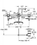 GROHE - Lineare Umyvadlová 3-otvorová baterie M, chrom 20304001