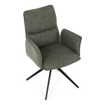 Židle jídelní, zelená látka, 360° vratný mechanismus, černý kov