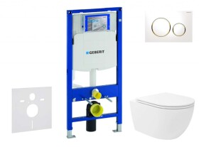 GEBERIT - Duofix Set předstěnové instalace, klozetu Oudee Vortex a sedátka softclose, tlačítko Sigma20, bílá/pozlacená SANI11CA3187