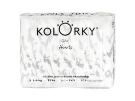 KOLORKY DAY Hearts dětské jednorázové ekoplenky S 3-6 kg 25 ks