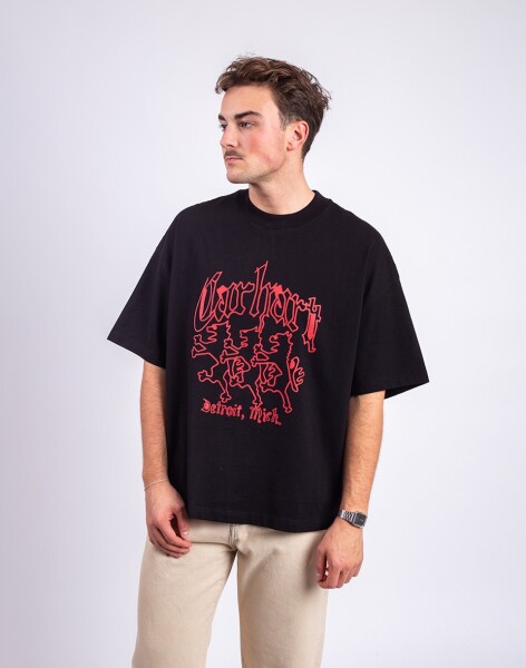 Tričko Carhartt WIP S/S Hackwork T-Shirt Black heavy stone wash