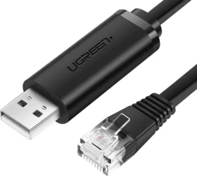 Ugreen CM204 konzolový kabel USB - Ethernet RJ45 černá / 1.5 m (UGR597BLK)
