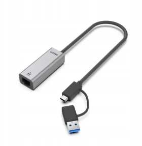 Unitek / Síťový adaptér / USB-C + USB-A na RJ45 / 2,5 Gbps (U1313CGY01)