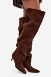 Nazouvací dámské kozačky na jehlovém podpatku Ysolienne – čokoládové Velikost: 40