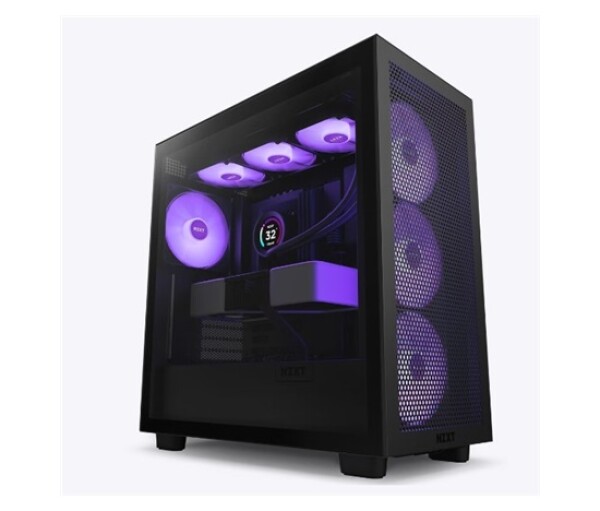 NZXT skříň H7 Flow RGB edition / ATX / 3x 140 mm fan / USB-C / 2x USB / prosklená bočnice / mesh panel / RGB / černá EDF_557981