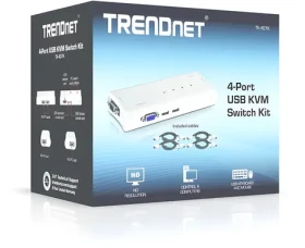TRENDnet KVM Switch Kit modrá / KVM switch / 4-port / USB / VGA / max. 2048x1536 (TK-407K)