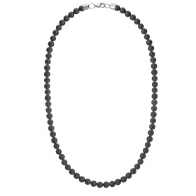 Pánský korálkový náhrdelník Fernando - 6 mm onyx, chirurgická ocel, Černá 65 cm
