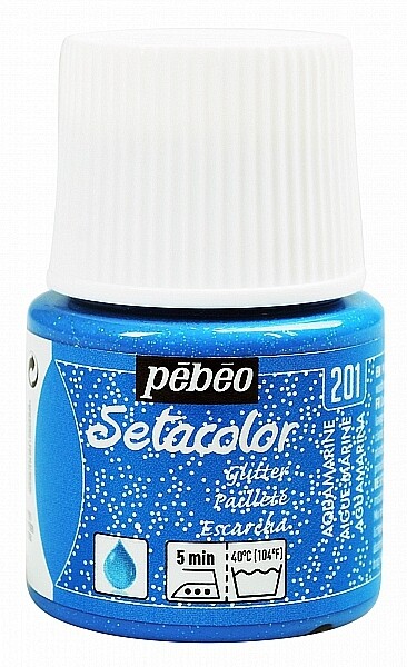 Pébéo Barva na textil Setacolor Light glitter 45 ml - Modrá aquamarine 201