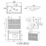 CERANO - Koupelnová skříňka Carole - keramické umyvadlo Viano - bílá matná rýhovaná - 60,9x62,5x46,5 CER-941487