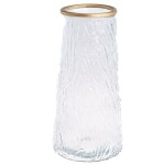 Skleněná váza se zlatým okrajem čirá 20cm
