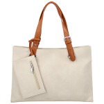 Trendy dámská koženková kabelka na rameno Valika, krémová