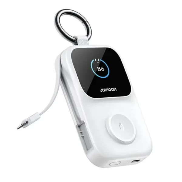 Joyroom JR-W19 bílá / Powerbanka / 5000 mAh / 1x USB-C / 1x Lightning + 1x USB-C kabel / bezdrátové nabíjení (6956116781507)