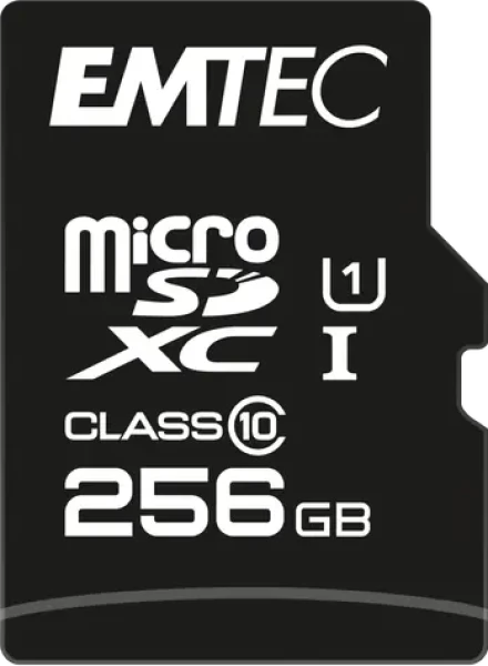 EMTEC microSD EliteGold 256GB + Adapter / UHS-I U1 / čtení: 90MBs / zápis: 20MBs (ECMSDM256GXC10GP)