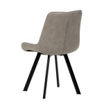 Židle jídelní, béžová látka v dekoru broušené kůže, černý kov