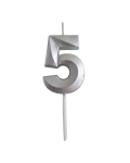 Dortisimo Svíčka s elegantním motivem číslo 5 stříbrná