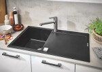 GROHE - Dřezy Kompozitní dřez K500 s automatickým odtokem, 860x500 mm, granitová černá 31644AP0