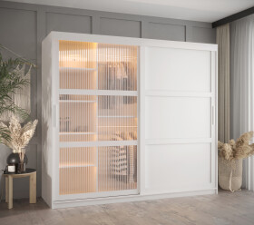 Šatní skříň Abi Flutes 3 Rozměry: 200 cm, Barva korpusu + barva dveří: Bílá + Bílá