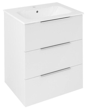 SAPHO - CIRASA umyvadlová skříňka 59,2x75x46cm, 3x zásuvka, bílá lesk CR631-3030
