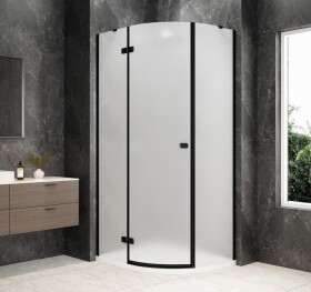 POLYSAN - GLOBE BLACK čtvrtkruhový sprchový kout 1000x800, matné sklo, levé GB2180MLB