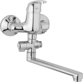 JB Sanitary Nástěnná umyvadlová a sprchová baterie SLIM, rozteč 100 mm, otočný přepínač, bez příslušenství, ramínko 200 mm A10 32 00