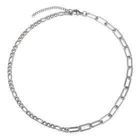 Pánský ocelový náhrdelník David - chirurgická ocel, figaro, Stříbrná 46 cm + 5 cm (prodloužení)