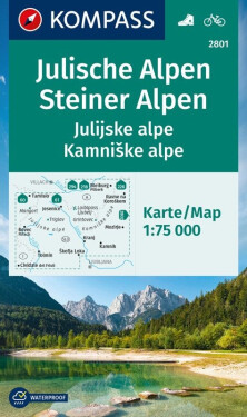 Julské Alpy/Julijske alpe, Steiner Alps/Kamniške alpe 1:75 000 / turistická mapa KOMPASS 2801