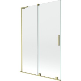 MEXEN/S - Velar L dvoukřídlá posuvná vanová zástěna 120 x 150, transparent, zlatá kartáčovaná 896-120-003-01-55