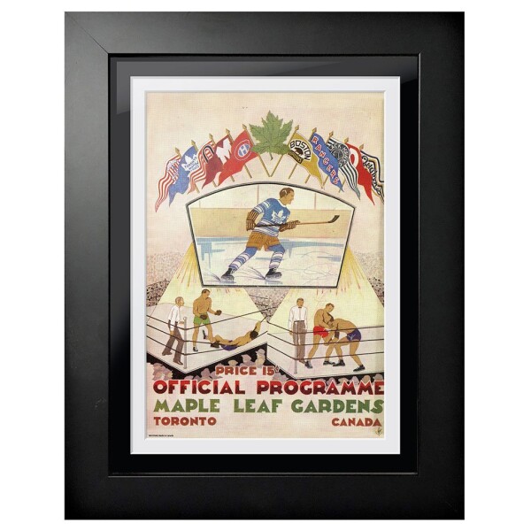 Mustang Obraz v rámu Toronto Maple Leafs NHL Memorabilia Boxing Face off Program Cover