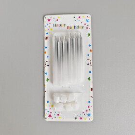 Dortové svíčky HARMONY stříbrno-bílá 6ks