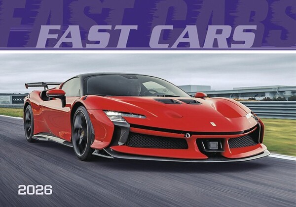 Kalendář 2026 Fast cars, nástěnný, 48,5 x 34 cm