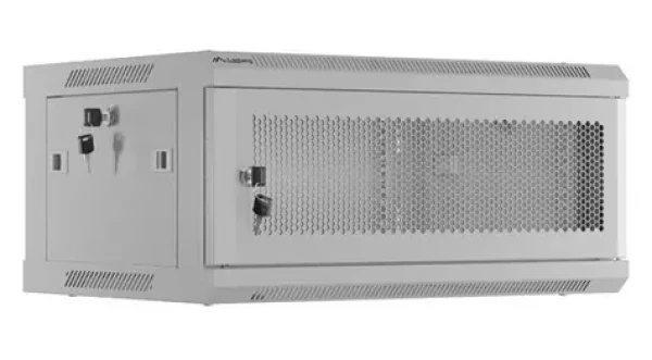 Lanberg WF01-6404-23S šedá / Nástěnný rozvaděč 19" / 4U / 600×450 mm / perforované dveře / Flat pack (WF01-6404-23S)