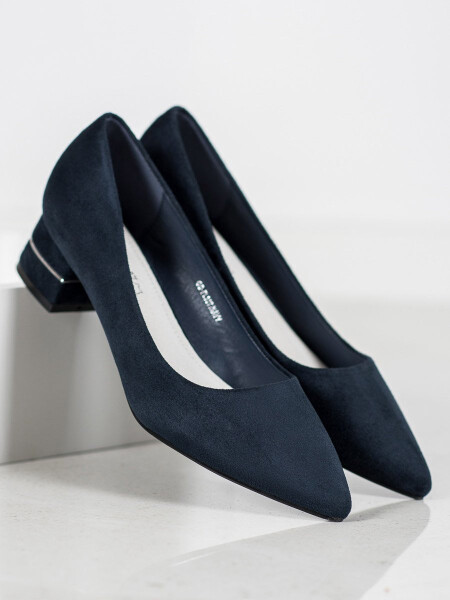 Výborné lodičky dámské tmavě modré na širokém podpatku 36