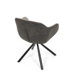 Židle jídelní, béžová látka a tmavě šedá látka v dekoru vintage kůže, černý kov, otočná P90°+ L90° s vratným mechanismem