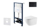 Kielle - Genesis New Set předstěnové instalace, klozetu Oudee, Vortex Rimless+, sedátka softclose a tlačítka Gemini New II, matná černá 30528SS60