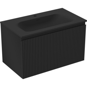 MEXEN/S - Rivel koupelnová skříňka 80 cm s umyvadlem Vela, 1 šuplík, reliéf , černá mat 91A20-08047-1-BF71-W23M71