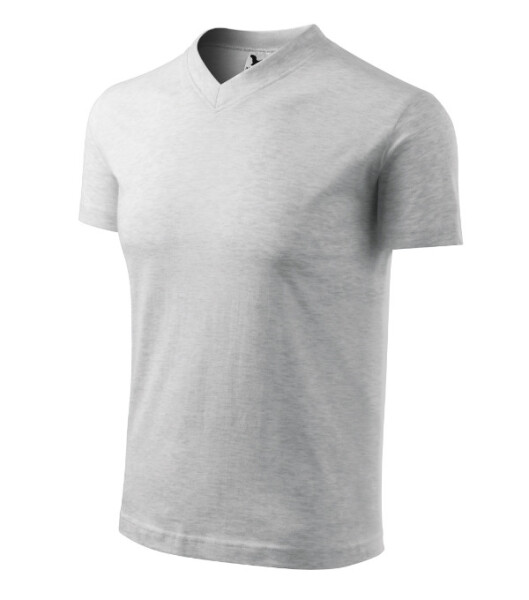 V-neck tričko unisex světle šedý melír S