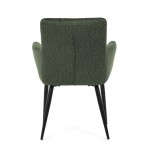 Židle jídelní, zelená látka, černý kov
